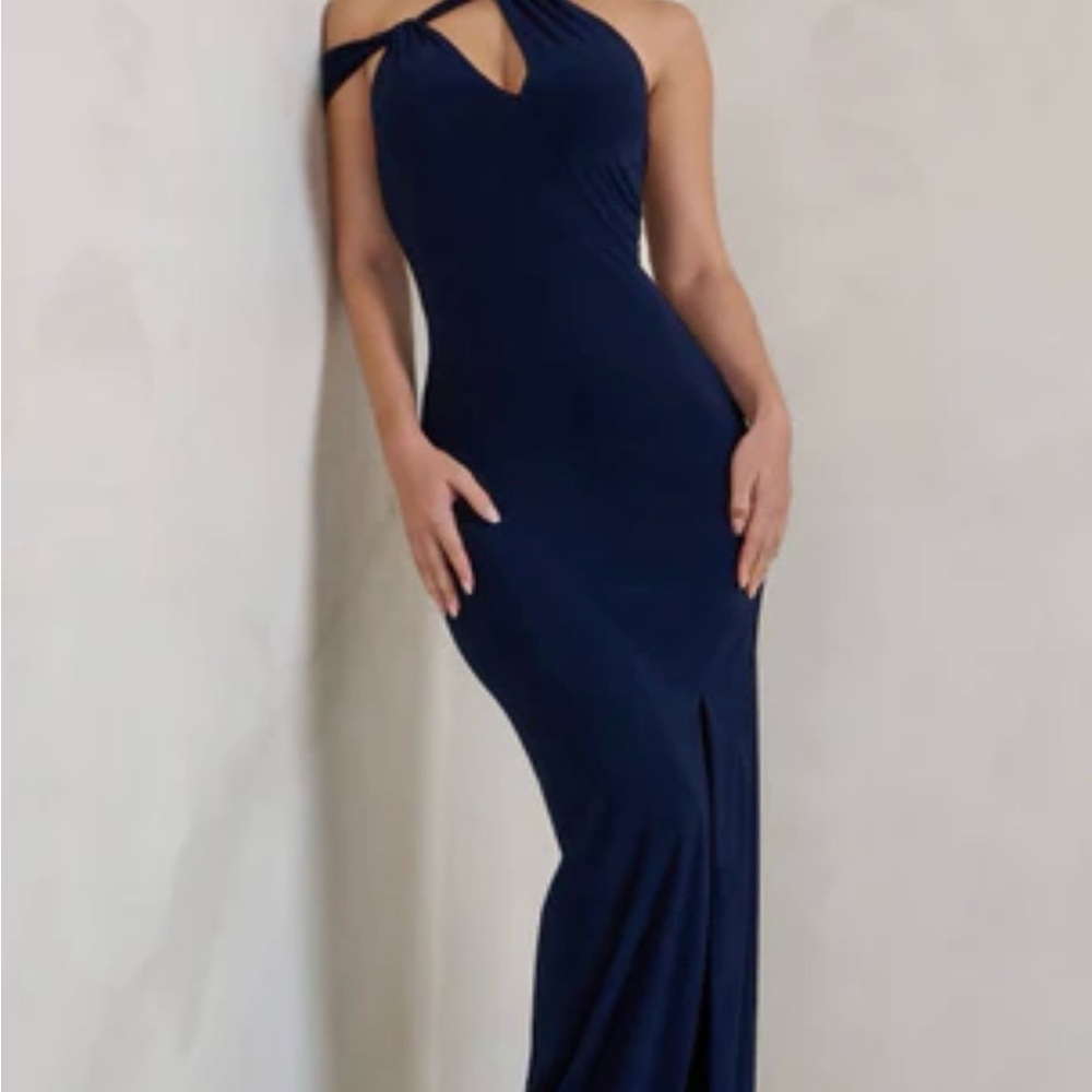 Club L London One Shoulder Navy Dress